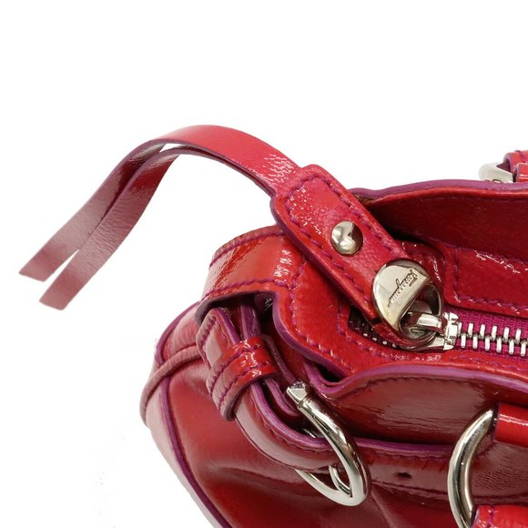 Salvatore Ferragamo Gancini Marissa handbag shoulder bag patent leather red pink - Picture 6 of 8